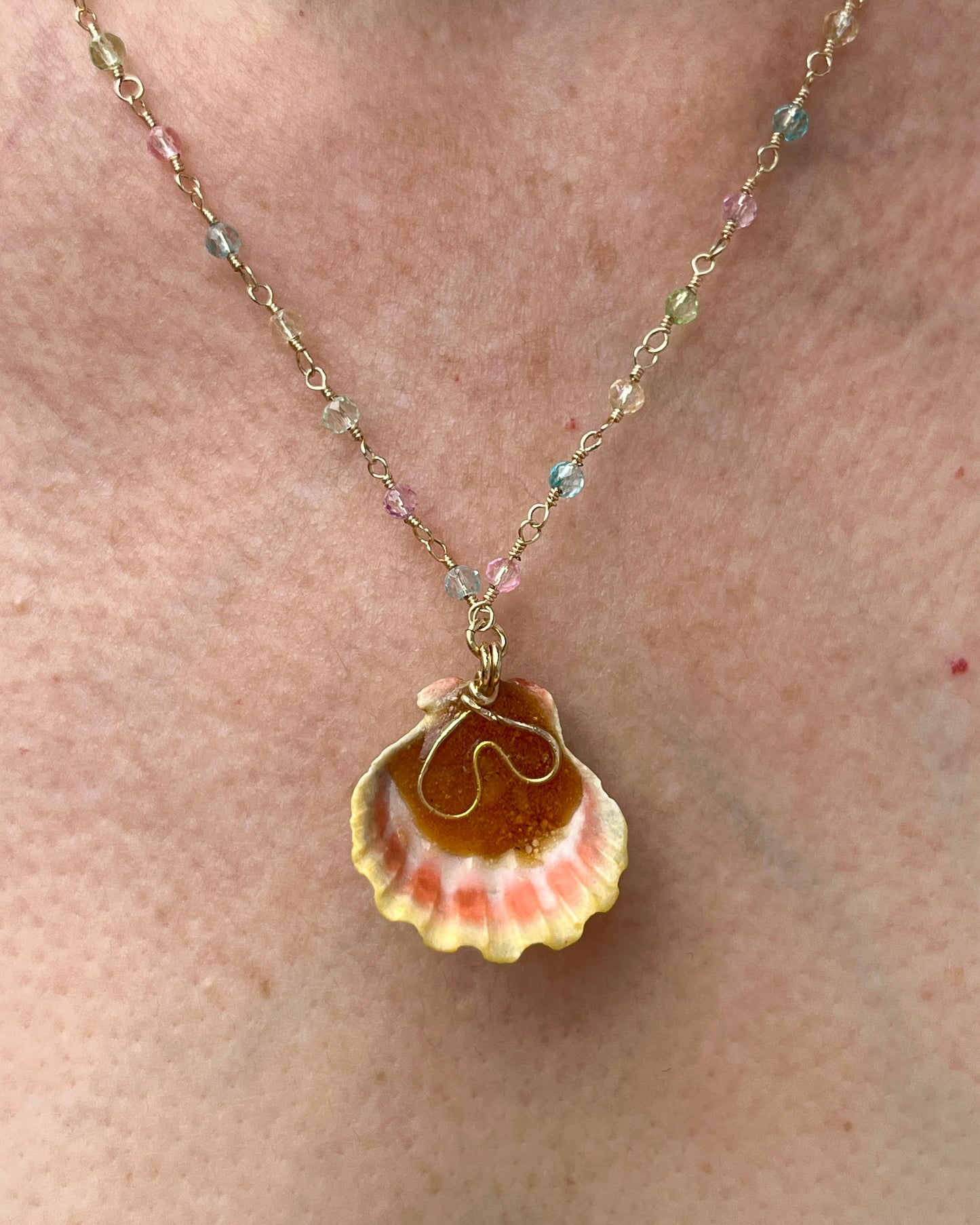 Sunrise Shell Swirl Beaded Necklace