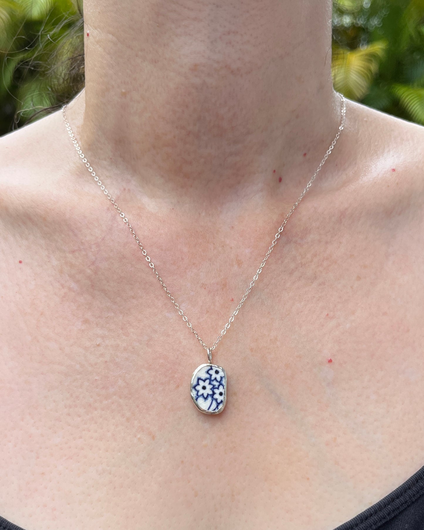 Upcycled Pottery Bezel Necklace