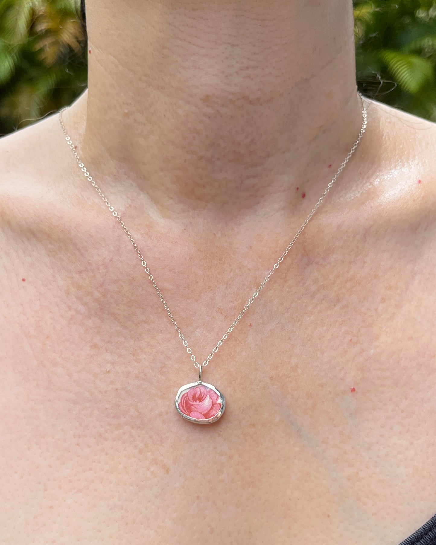 Upcycled Pottery Bezel Necklace