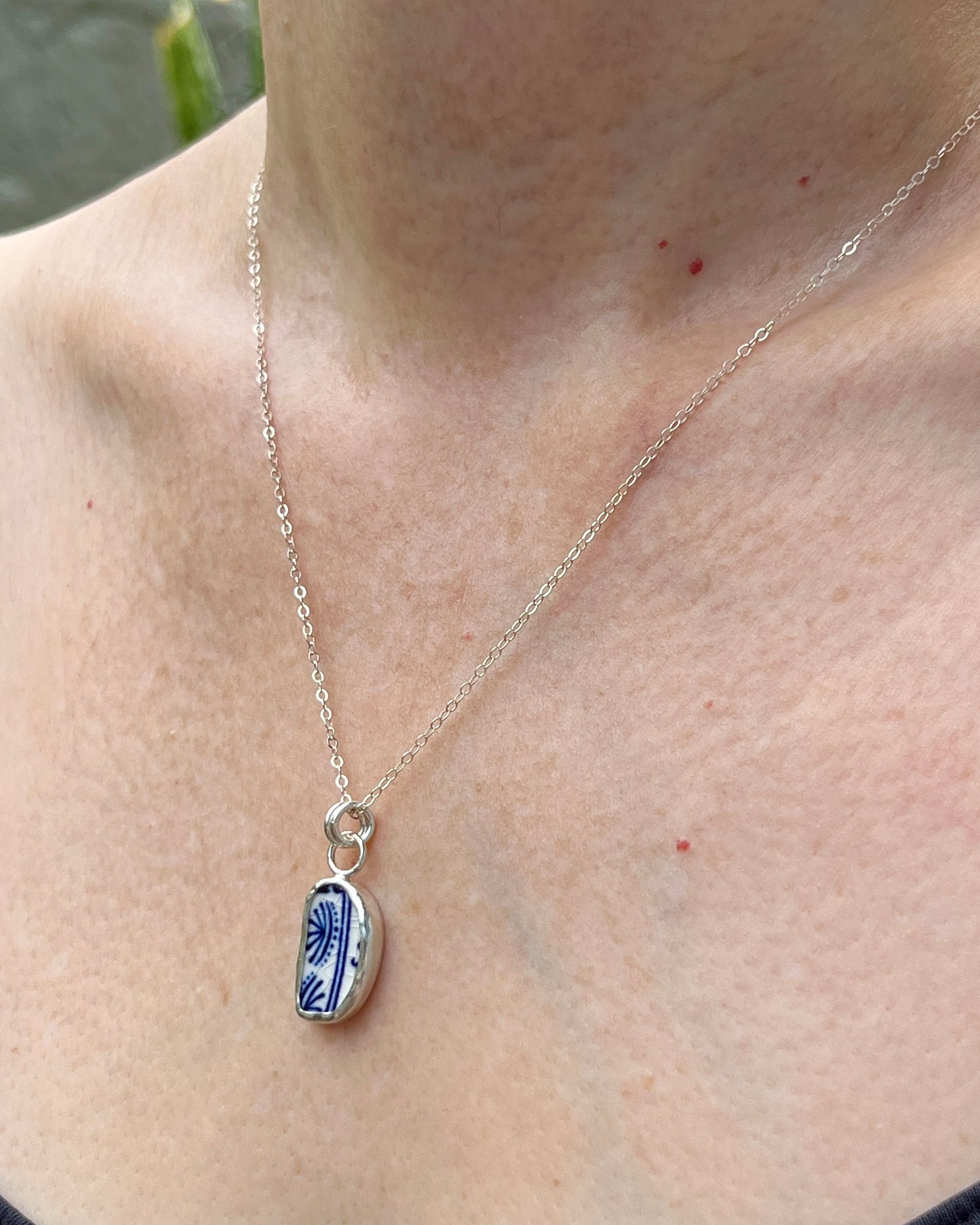 Upcycled Pottery Bezel Necklace