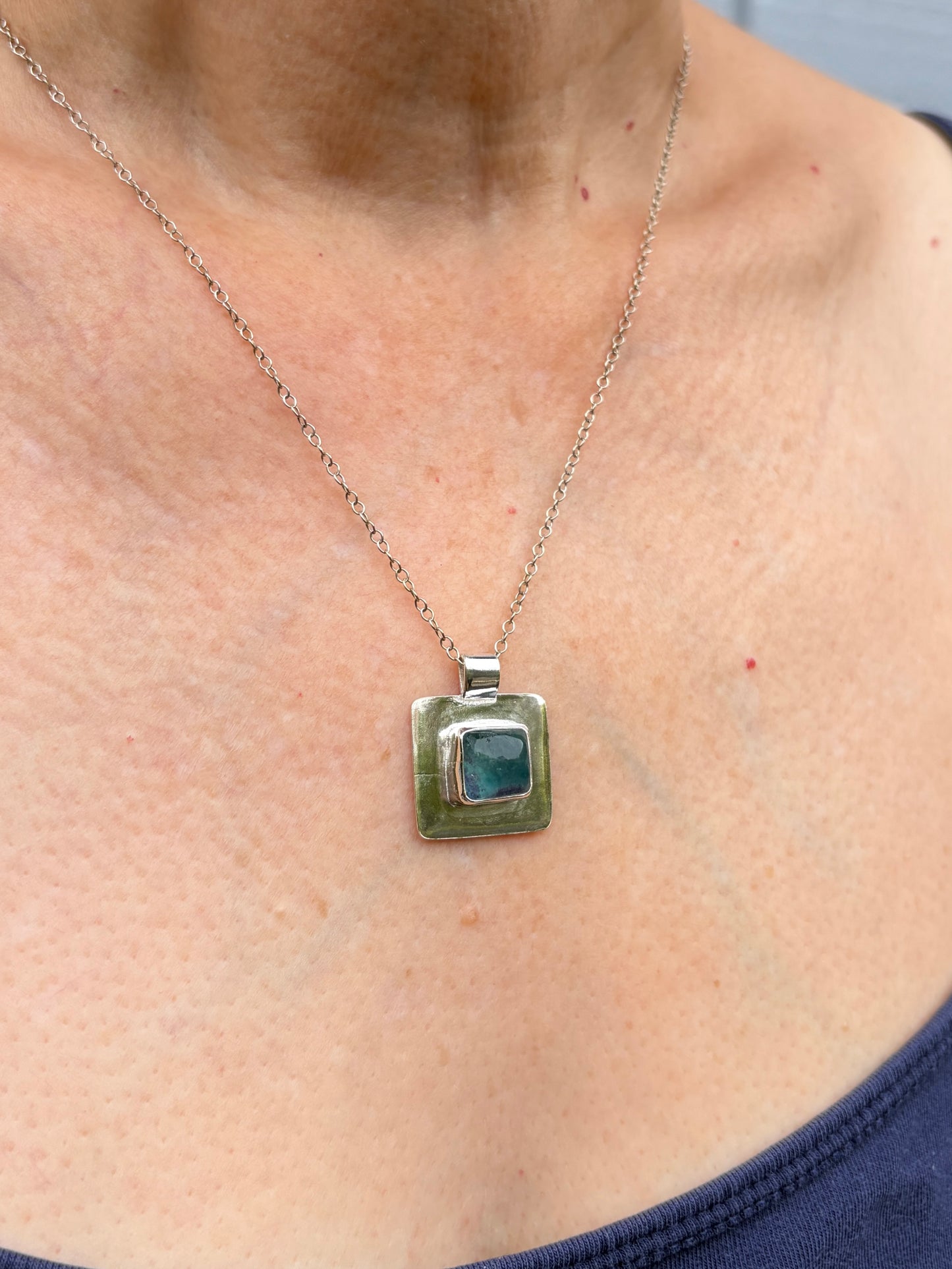 Plate Pendant - Aquatic Kyanite