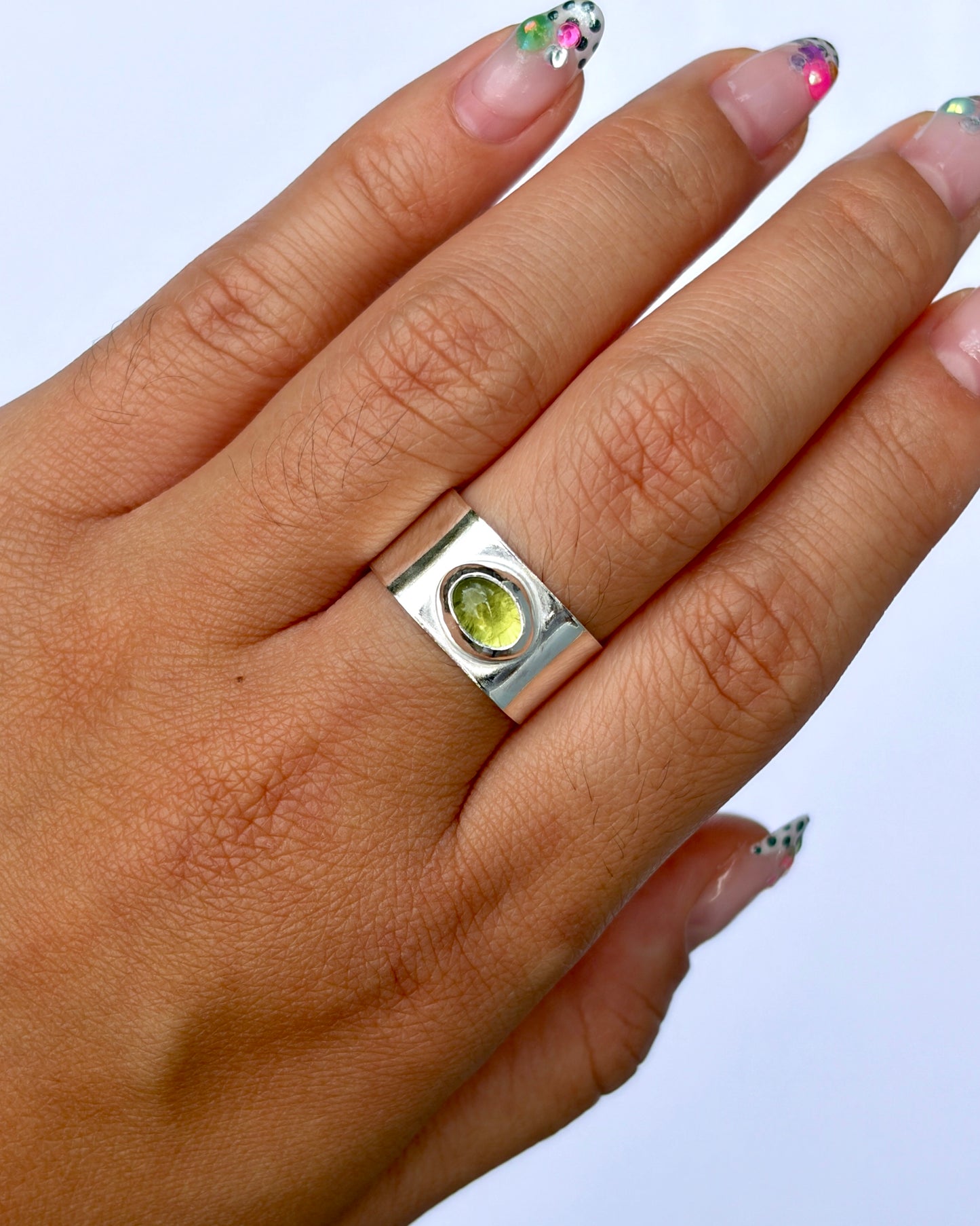 Lantern Ring - Green Apatite