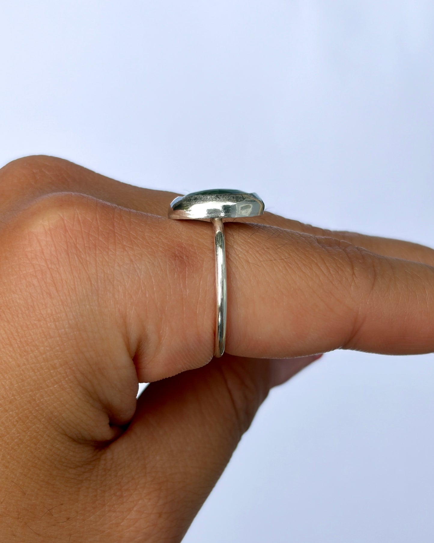 Small Bezel Ring - Orbicular Ocean Jasper
