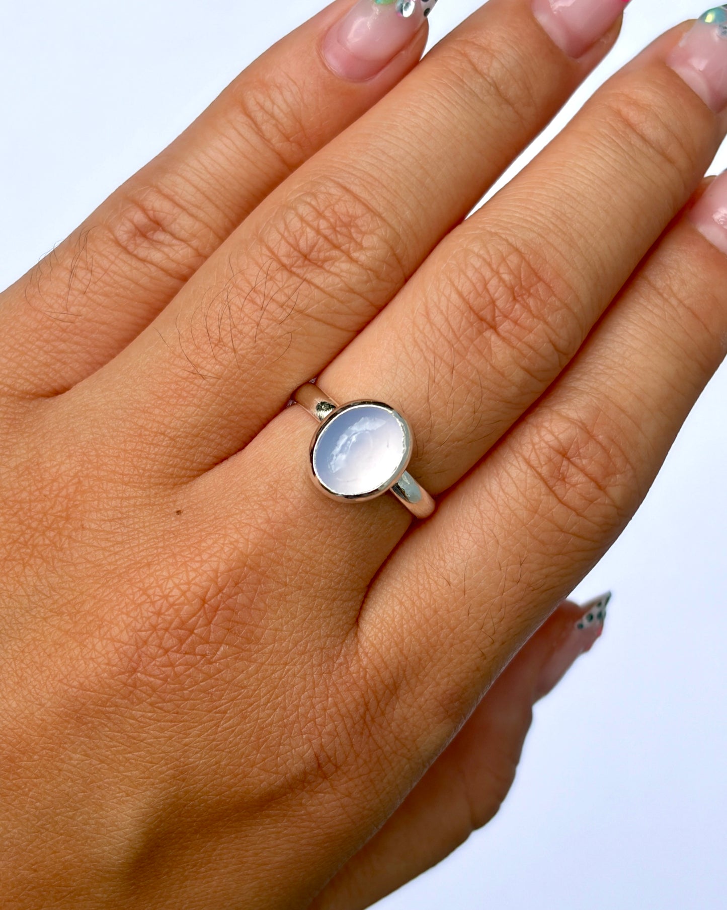 Small Bezel Ring - Lavender Chalcedony