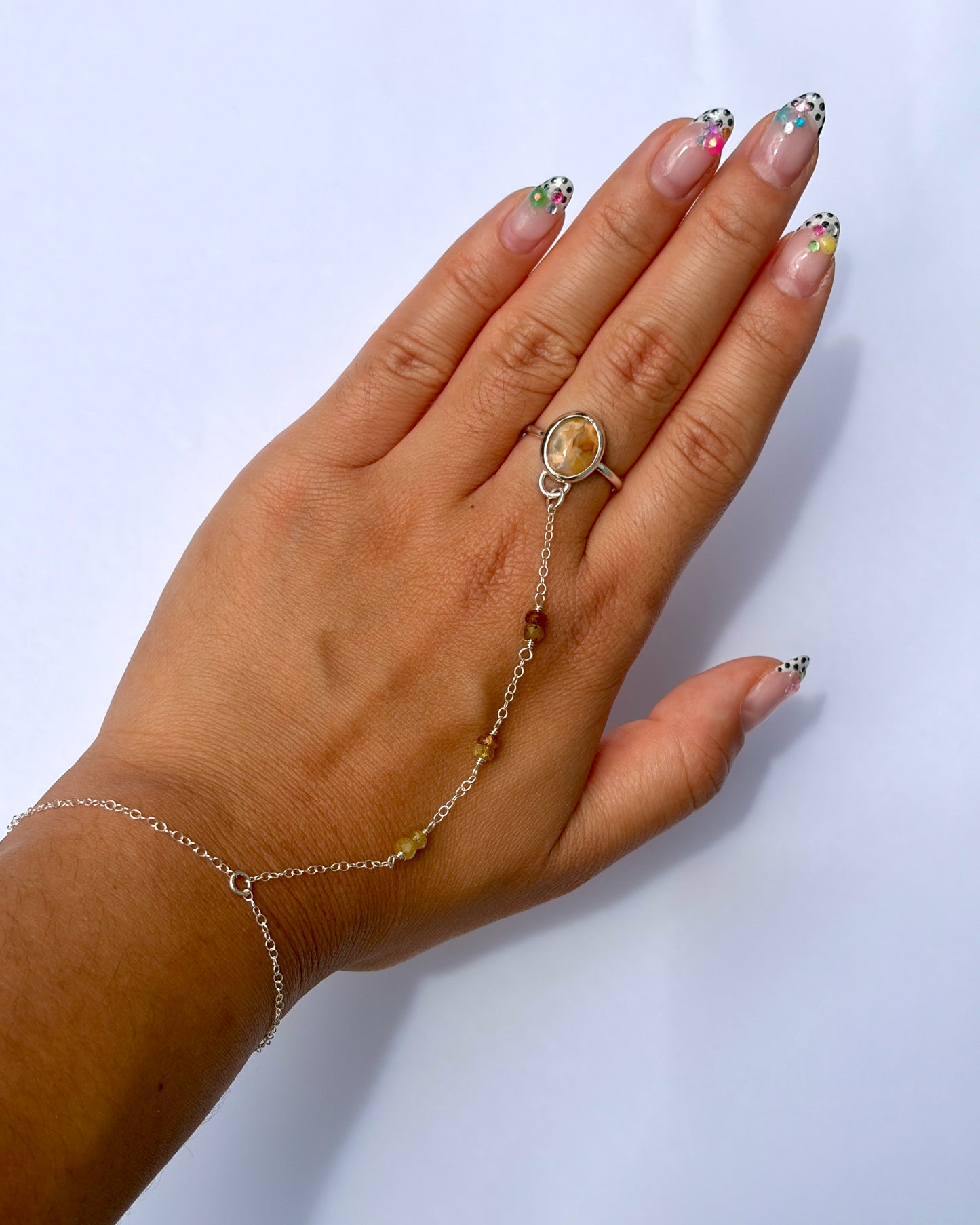 Bezel Hand Chain - Orbicular Ocean Jasper