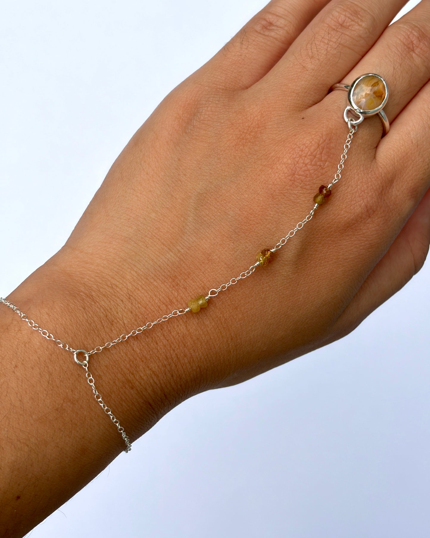 Bezel Hand Chain - Orbicular Ocean Jasper
