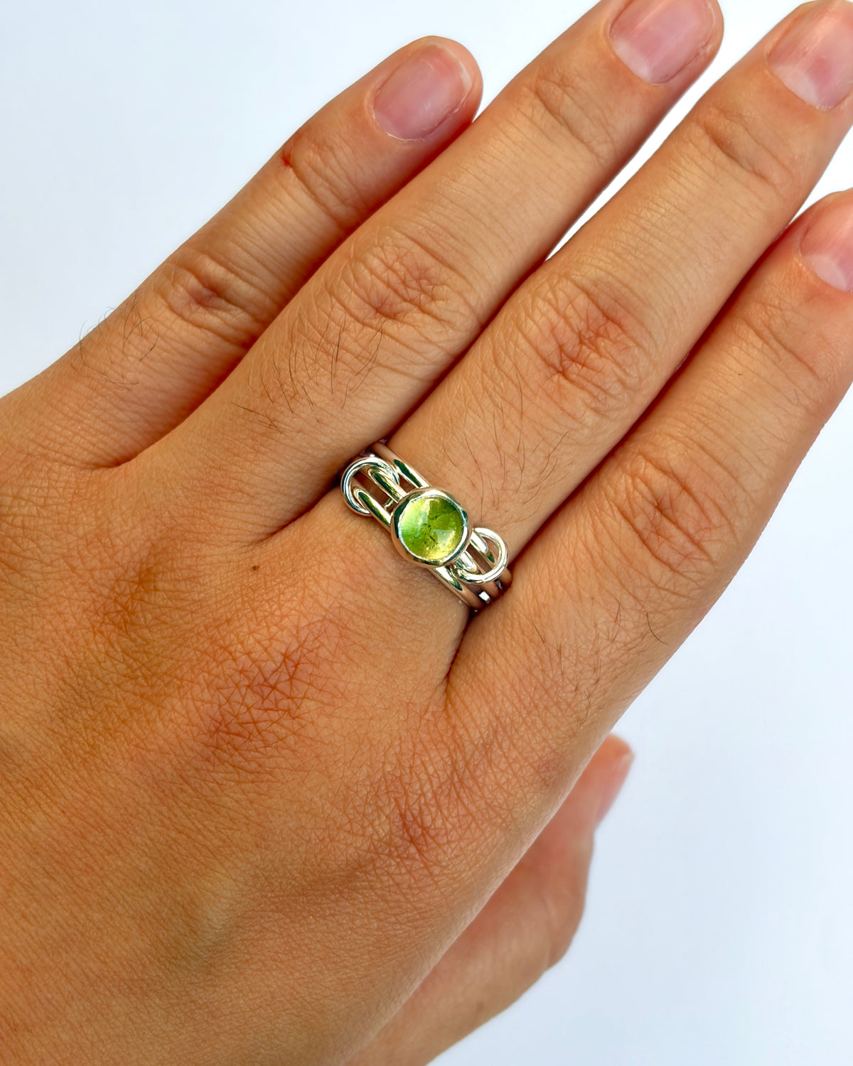 Orbit Ring - Green Apatite