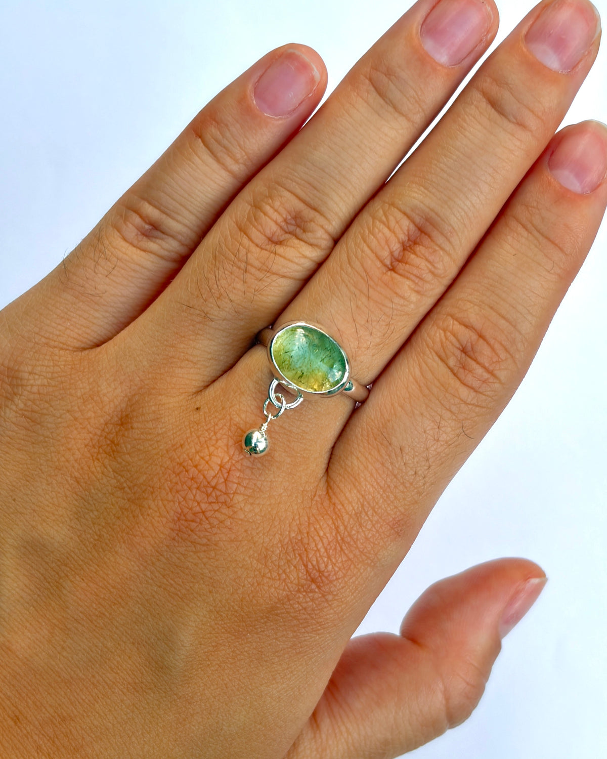 Charm Ring - Green Sunstone