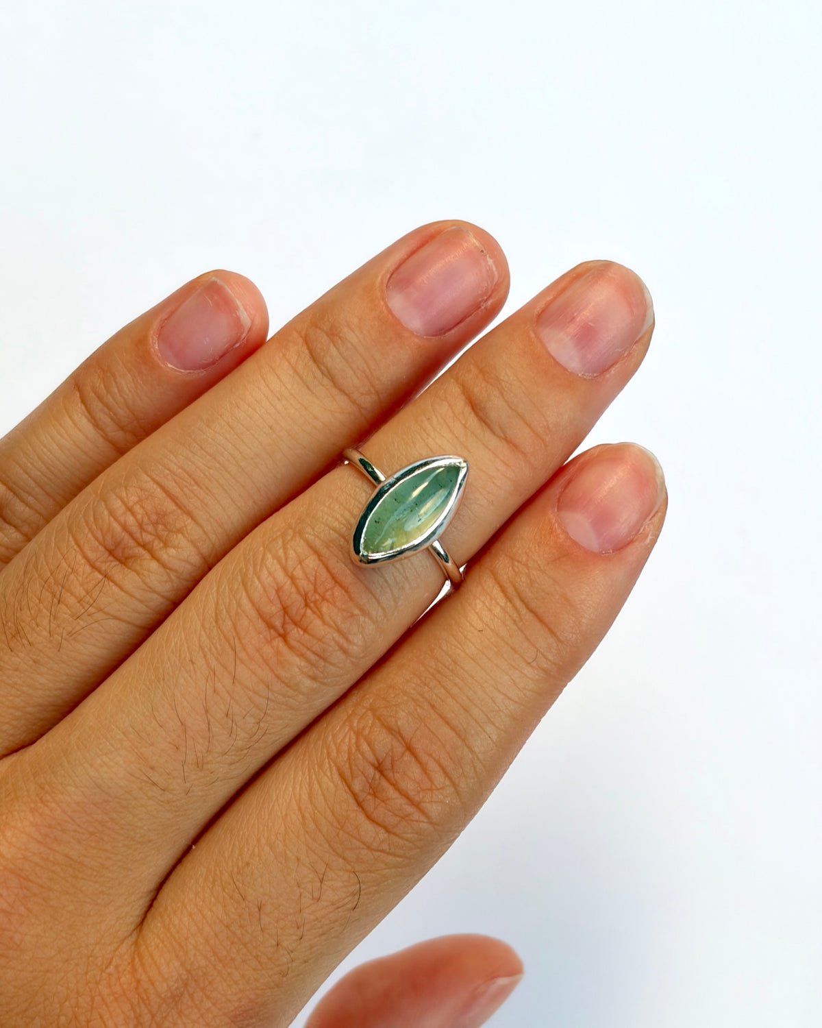 Small Bezel Ring - Green Sunstone