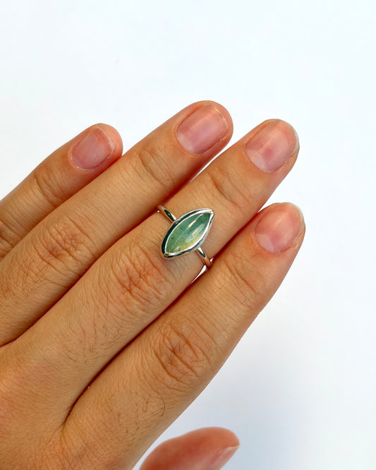 Small Bezel Ring - Green Sunstone