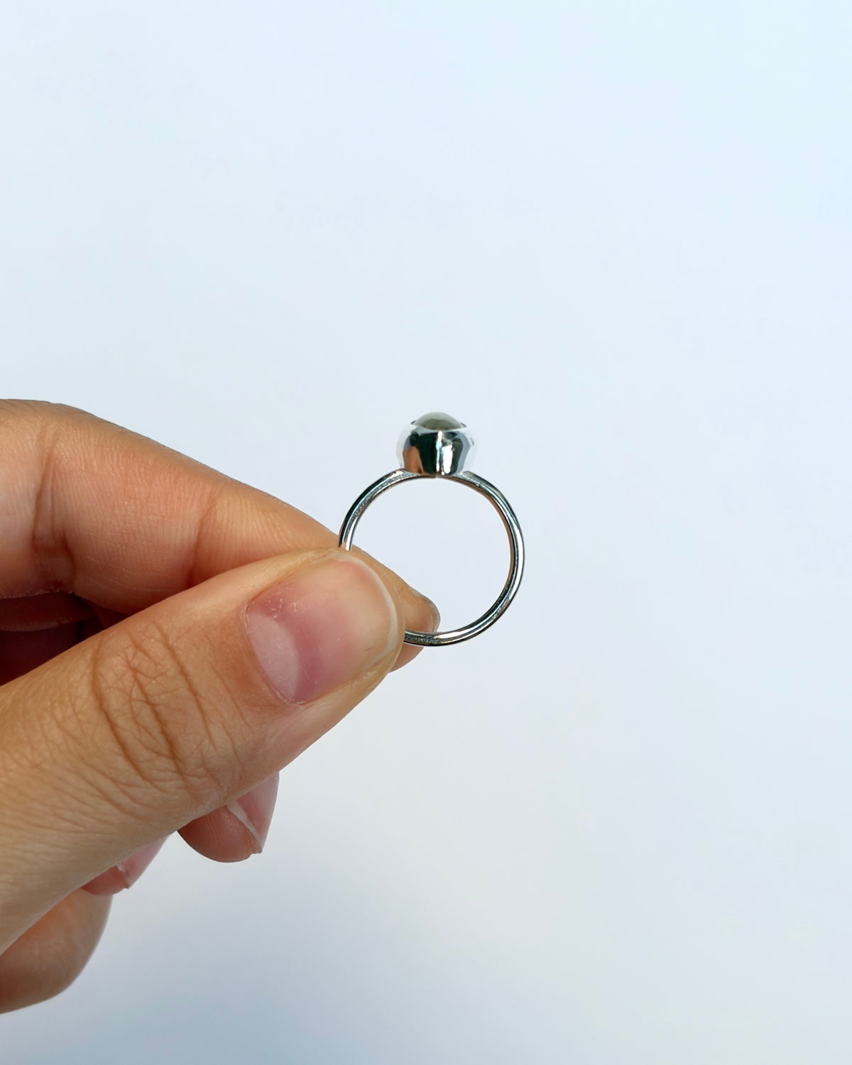 Small Bezel Ring - Green Sunstone