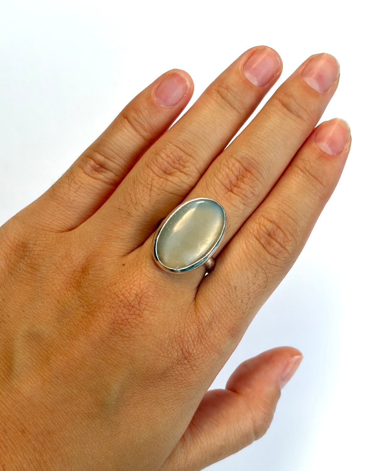 Large Bezel Ring - Grey Moonstone
