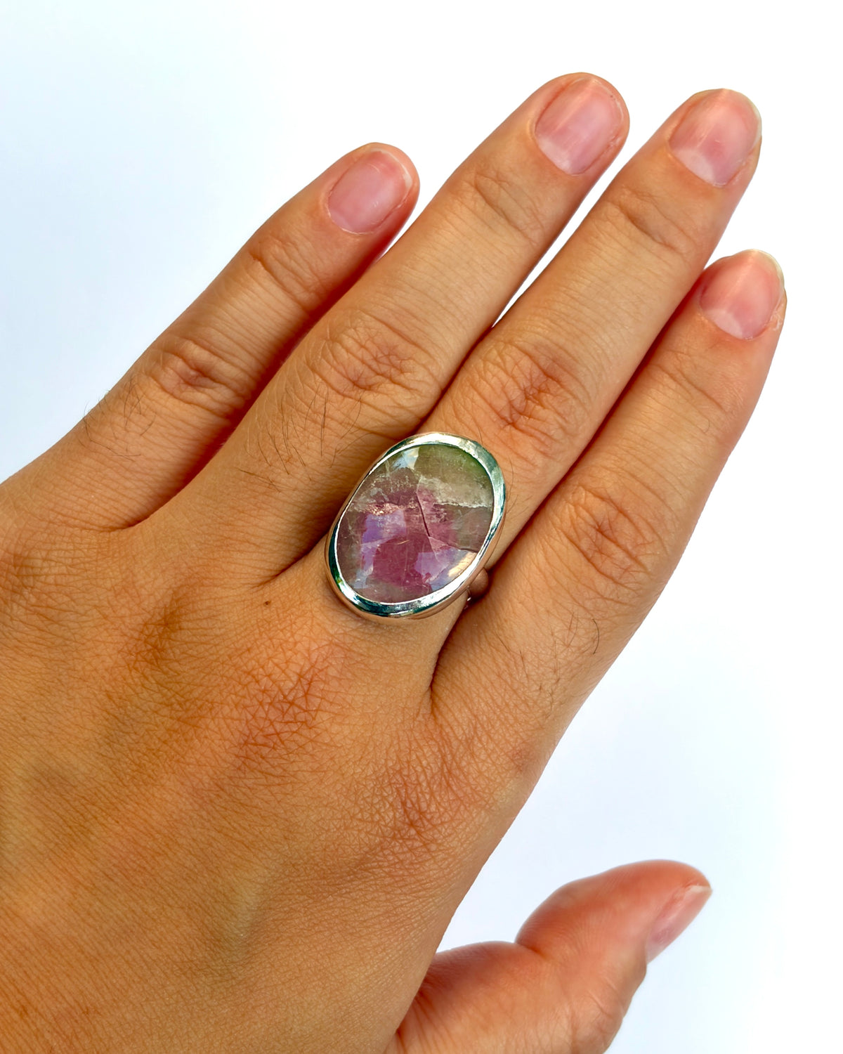 *Cracked* Large Bezel Ring - Watermelon Tourmaline