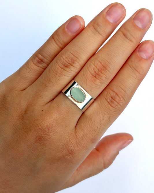 Lantern Ring - Light Blue Sea Glass