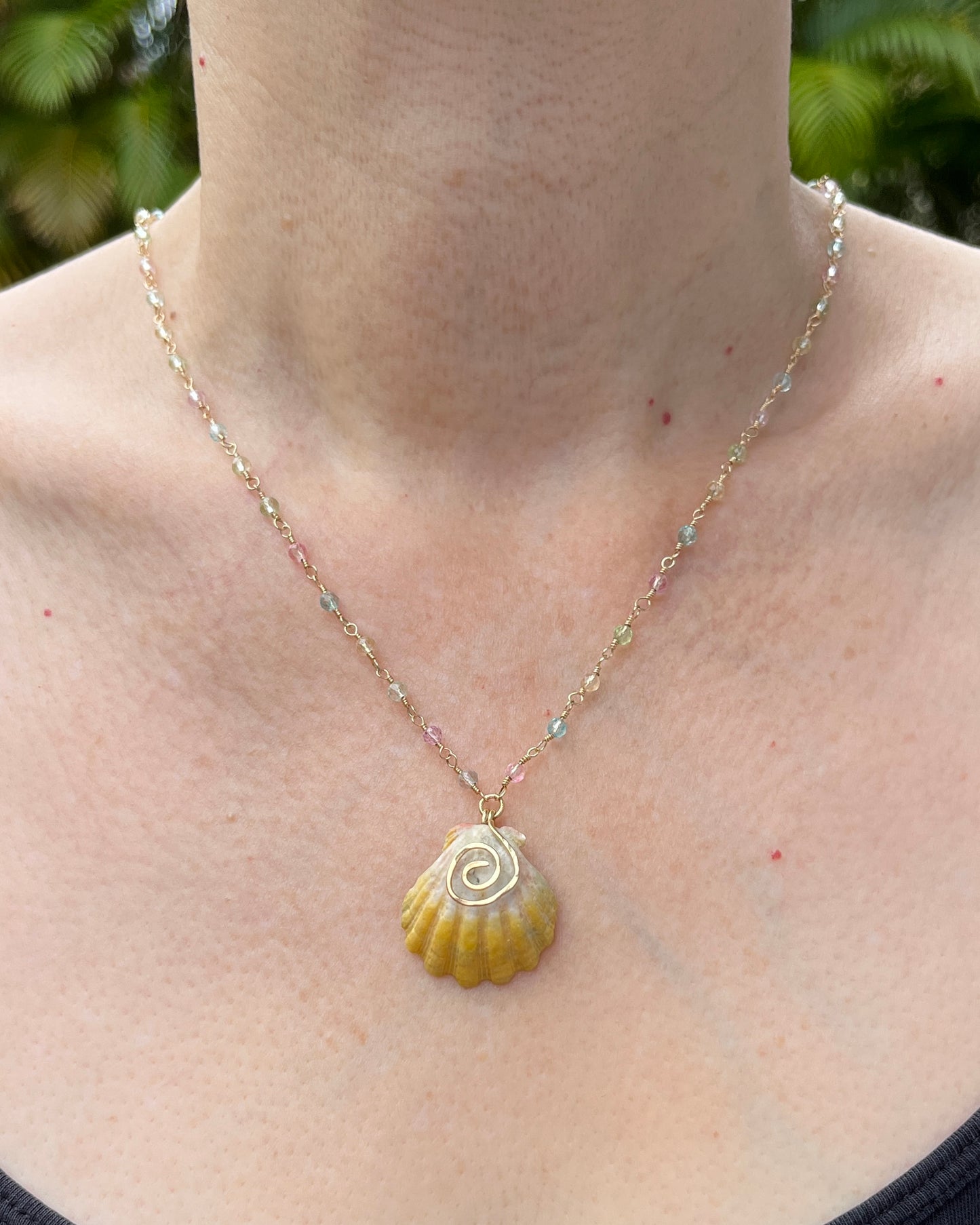 Sunrise Shell Swirl Beaded Necklace