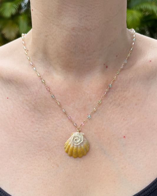 Sunrise Shell Swirl Beaded Necklace