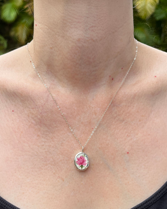 Upcycled Pottery Bezel Necklace