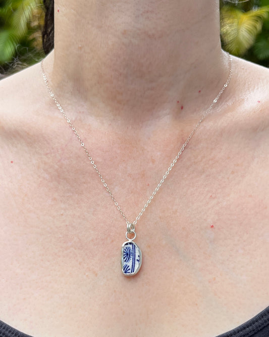 Upcycled Pottery Bezel Necklace