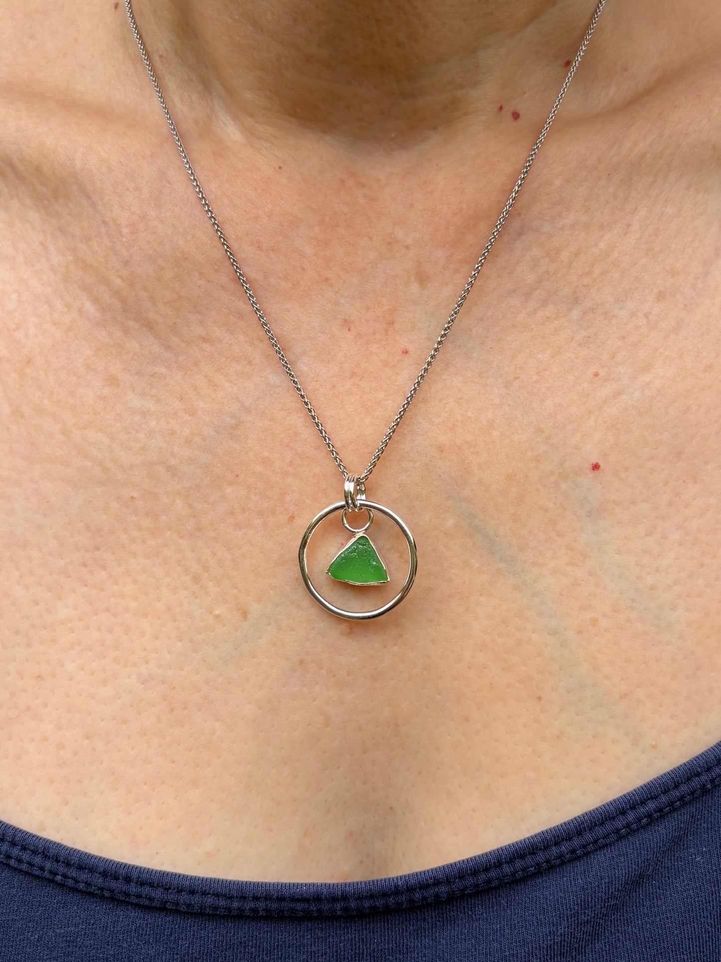 Frame Pendant - Green Sea Glass