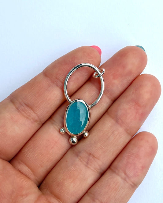 Dot Trio Bezel Pendat - Aquamarine