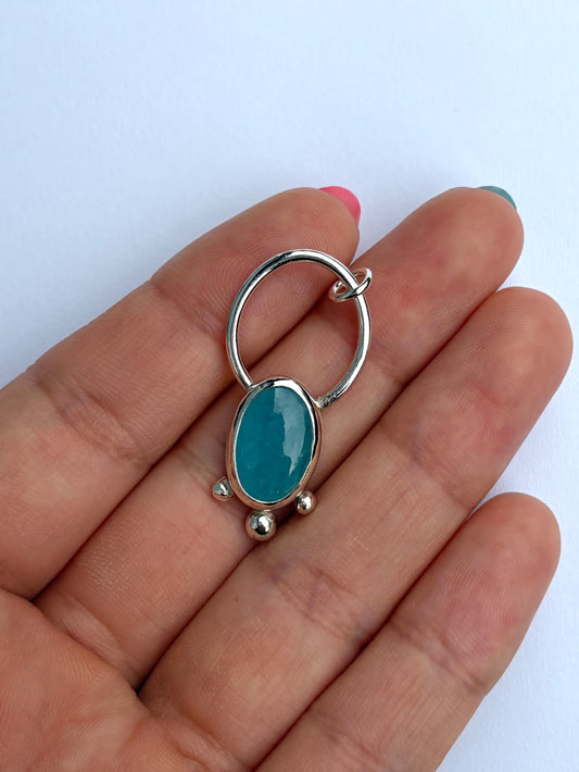 Dot Trio Bezel Pendat - Aquamarine