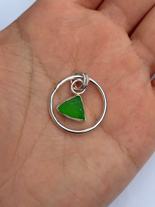 Frame Pendant - Green Sea Glass