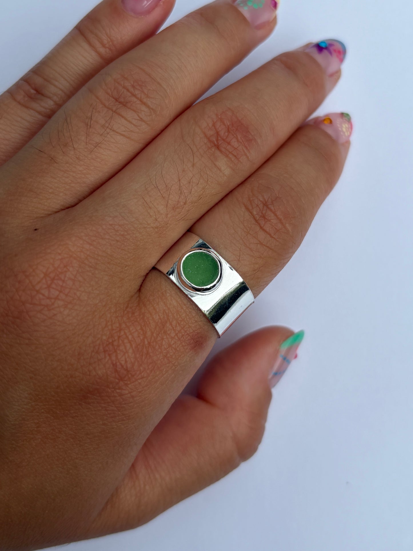Lantern Ring - Green Sea Glass