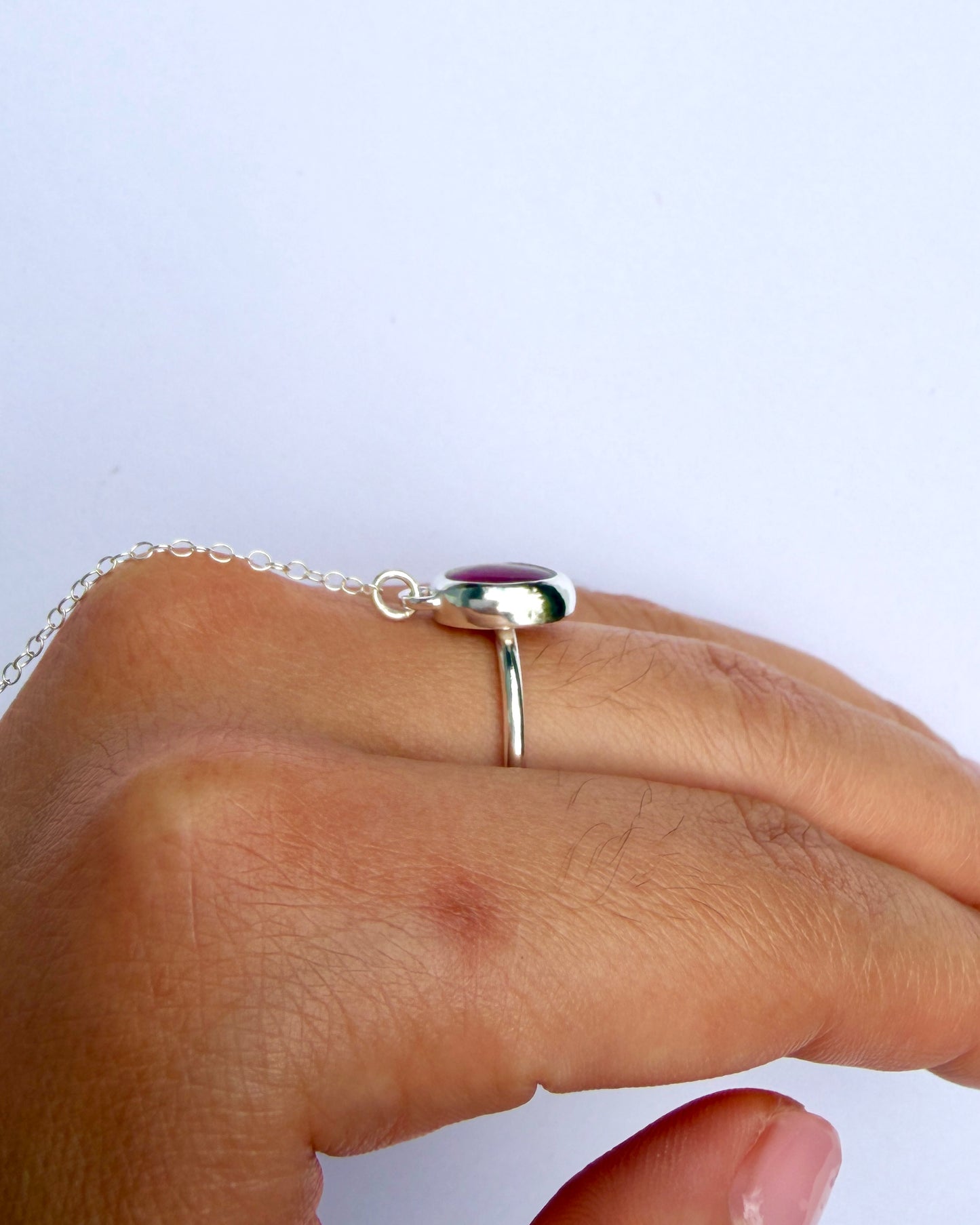 Bezel Hand Chain - Pink Tourmaline