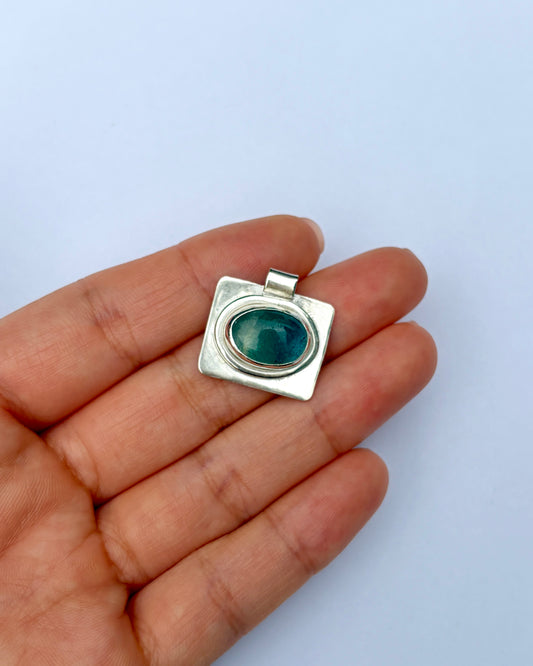 Plate Pendant - Teal Fluorite
